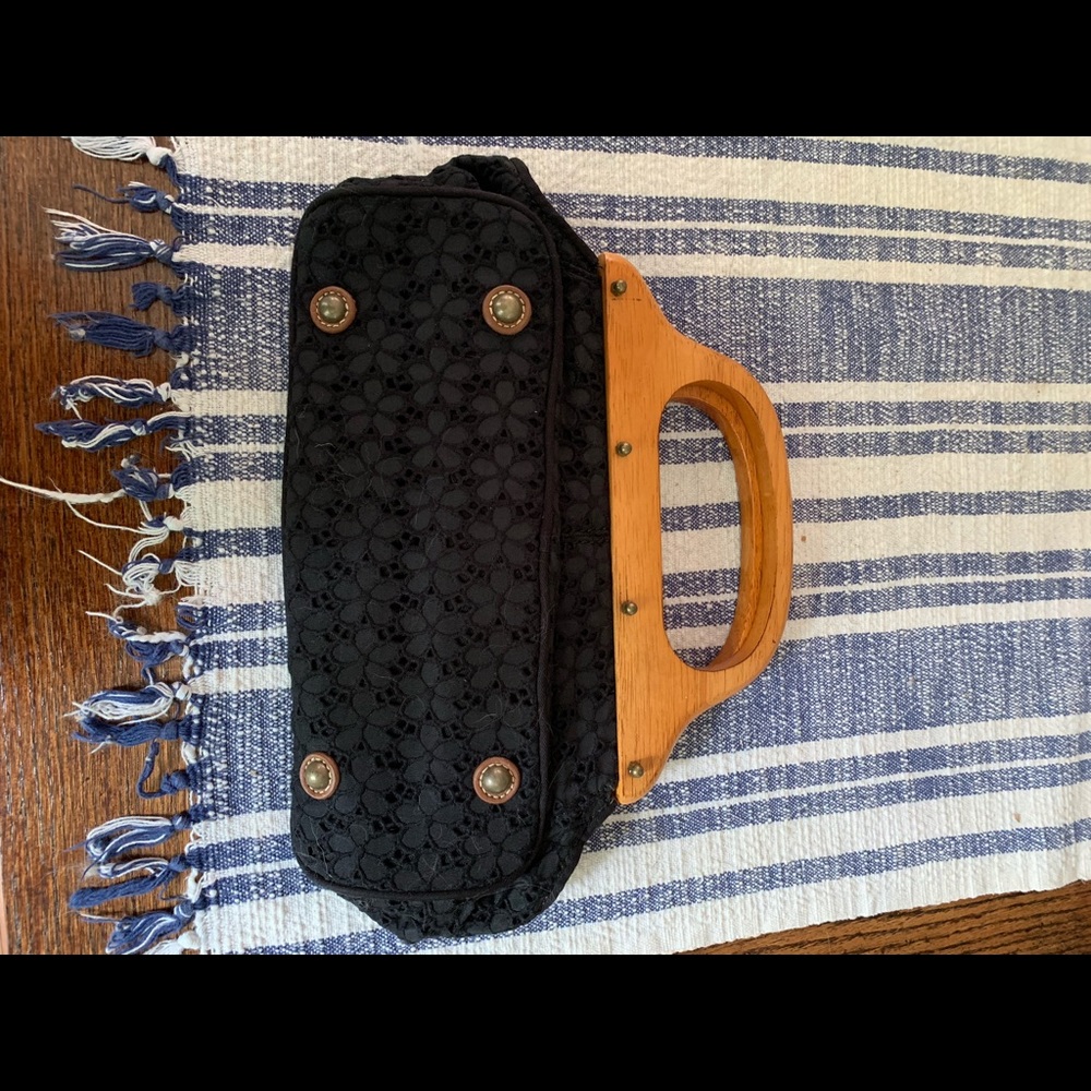 J Crew wooden handle purse
